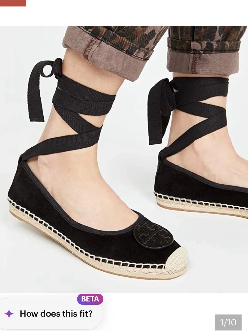 Tory Burch Minnie ballet espadrilles size 8 1/2 black